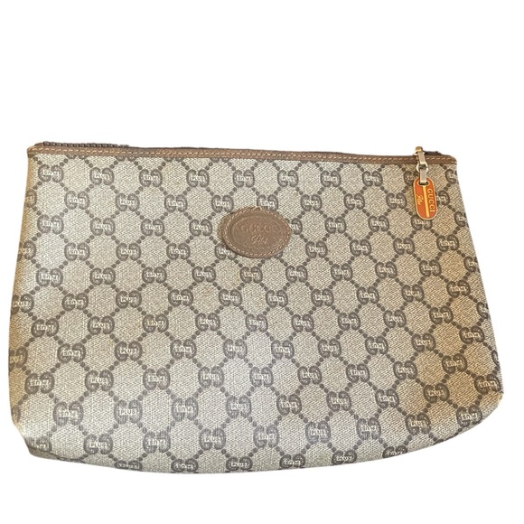 Auth Gucci Plus toiletry clutch bag // GUCCI Gucci Plus Leather PVC Brown Beige - Picture 4 of 17